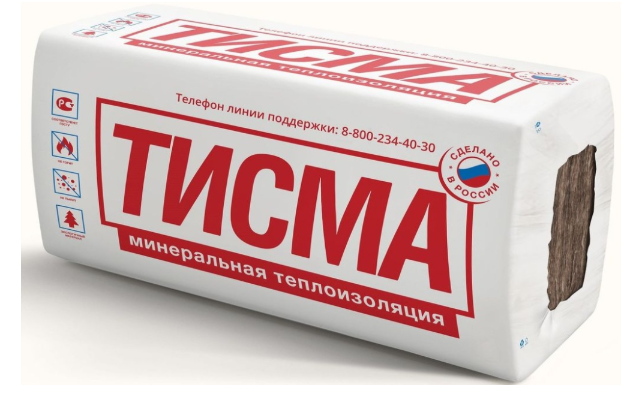 Утеплитель ТИСМА 038 100х600х1300 (уп.8шт 6,24м2 0,62м3) (40) плита